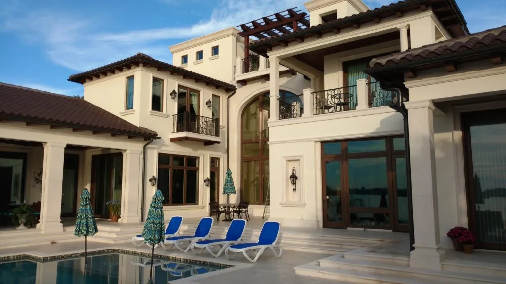 Pool deck and waterfront windows cleaned by Clearview in Sarasota