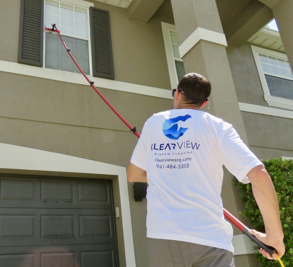 Detail of streak-free residential window cleaning by Clearview